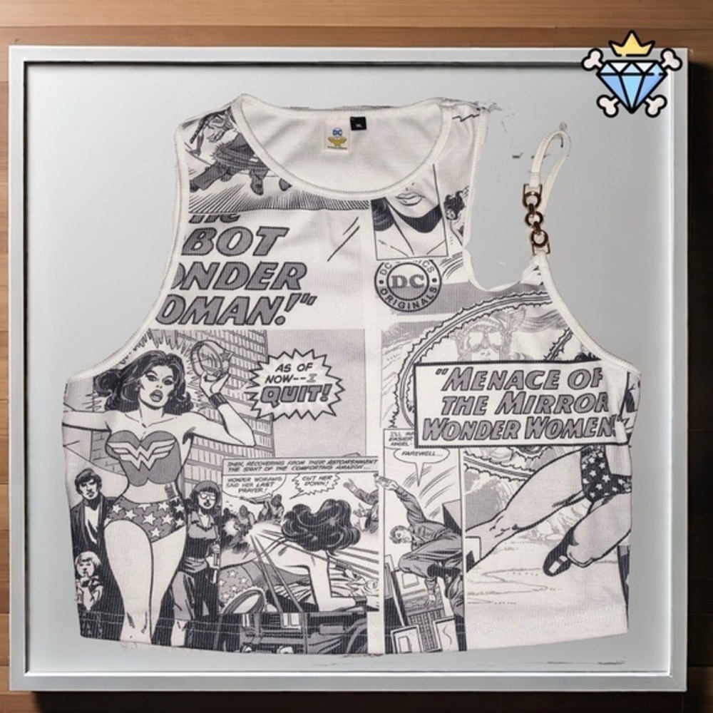 SHEIN X DC COMICS WONDER WOMAN CROPPED TANK TOP PLUS SIZE STREETWEAR LOUNGEWEAR